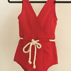 Yasmin Tomato Drawstring Maillot